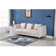 Pemberly Row Velvet Sofa Modern Couch with Button-Tufted Metal Legs Beige