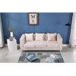 Pemberly Row Velvet Sofa Modern Couch with Button-Tufted Metal Legs Beige