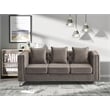Pemberly Row Velvet Sofa Modern Couch with Button-Tufted Metal Legs Gray
