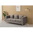 Pemberly Row Velvet Sofa Modern Couch with Button-Tufted Metal Legs Gray