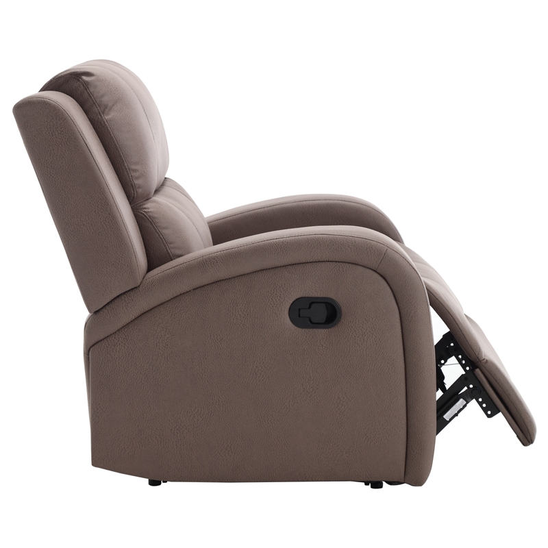Pemberly Row Modern Recliner Chair Adjustable Fabric Single Sofa Brown
