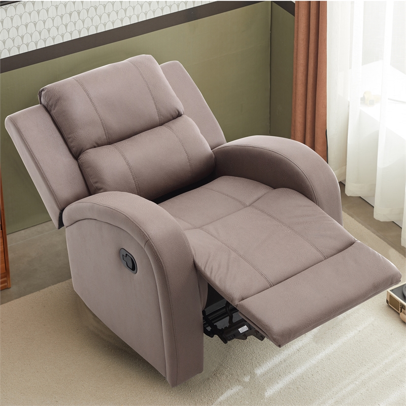 Pemberly Row Modern Recliner Chair Adjustable Fabric Single Sofa Brown