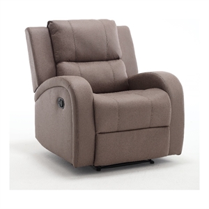 Pemberly Row Modern Recliner Chair Adjustable Fabric Single Sofa Brown