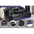 Pemberly Row PU Leather 3 Pcs Power Reclining Multi-functional Sofa Set - Black