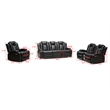 Pemberly Row PU Leather 3 Pcs Power Reclining Multi-functional Sofa Set - Black
