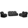 Pemberly Row PU Leather 3 Pcs Power Reclining Multi-functional Sofa Set - Black