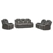 Pemberly Row PU Leather 3 Pcs Power Reclining Multi-functional Sofa Set - Gray