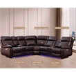 Pemberly Row PU Leather Modern Sofa Power Reclining Multi-Functional Couch-Brown
