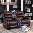 Pemberly Row Leather Multi Functional Sofa Set Reclining Living Room Set Brown