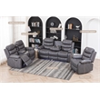 Pemberly Row PU Leather Multi Functional Sofa Set Reclining Living Room Set Gray