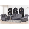 Pemberly Row PU Leather Multi Functional Sofa Set Reclining Living Room Set Gray