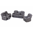 Pemberly Row PU Leather Multi Functional Sofa Set Reclining Living Room Set Gray