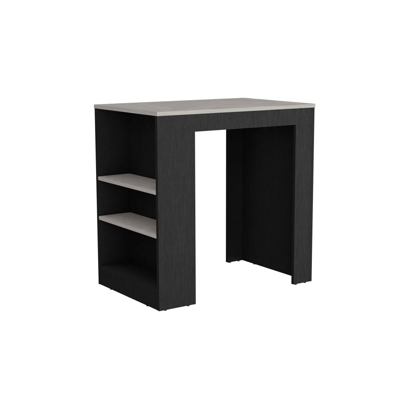 Pemberly Row Kitchen Island Engineered Wood Black IMarble Color Finish