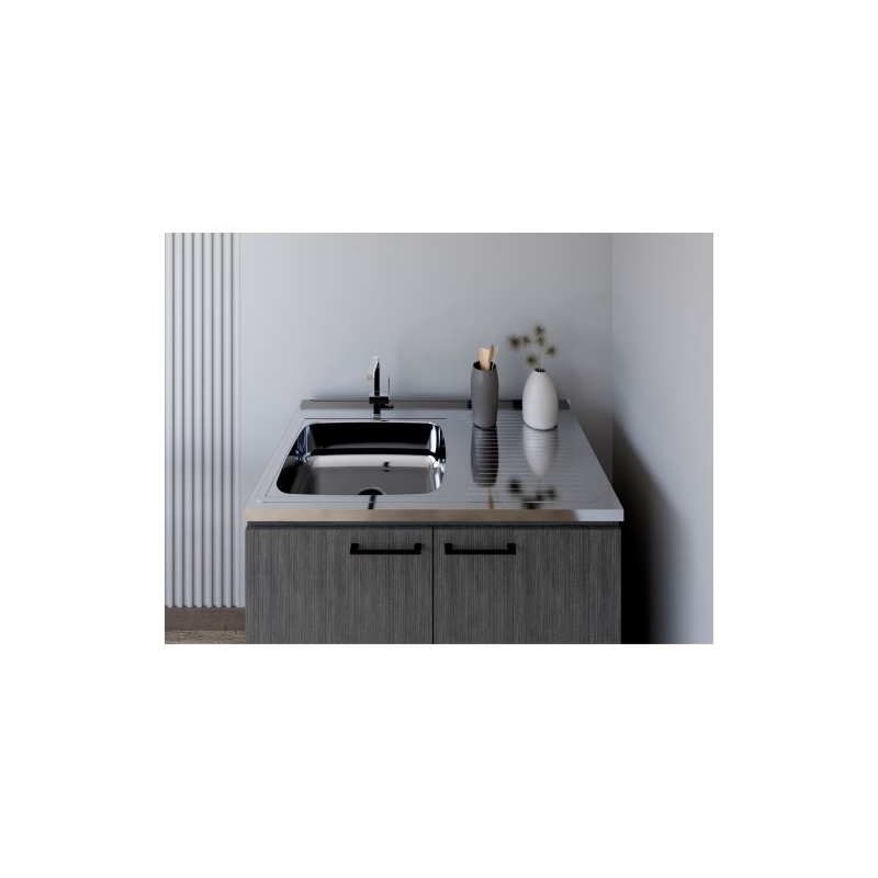 Pemberly Row Contemporary Utility Sink Cabinet Engineered Wood Smoky Oak