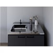 Pemberly Row Contemporary Utility Sink Cabinet Engineered Wood Black