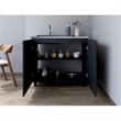 Pemberly Row Contemporary Utility Sink Cabinet Engineered Wood Black