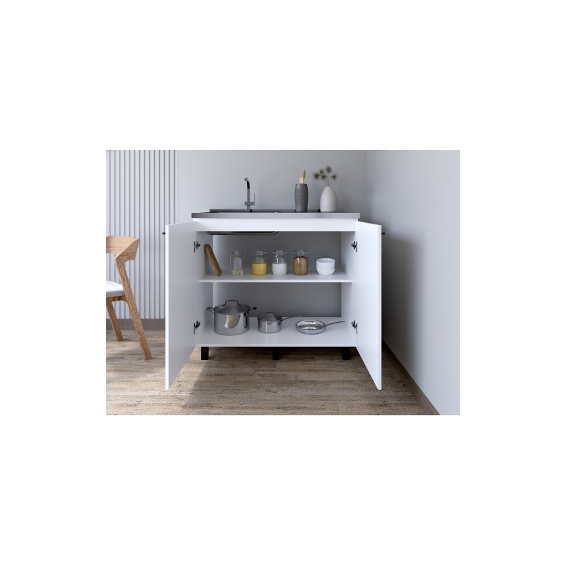 Pemberly Row Contemporary Utility Sink Cabinet Engineered Wood White