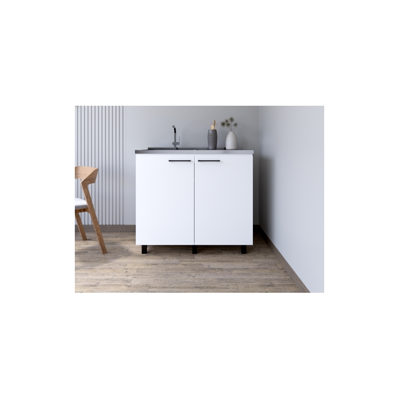Pemberly Row Contemporary Utility Sink Cabinet Engineered Wood White
