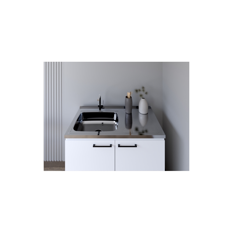 Pemberly Row Contemporary Utility Sink Cabinet Engineered Wood White