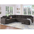 Pemberly Row Chenille Sofa Pull out Sofabed & Multifunctional Console-Brown