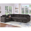 Pemberly Row Chenille Sofa Pull out Sofabed & Multifunctional Console-Brown
