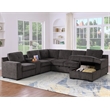 Pemberly Row Chenille Sofa Pull out Sofabed & Multifunctional Console-Brown