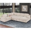 Pemberly Row Chenille Sofa Pull out Sofabed & Multifunctional Console-Beige
