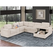 Pemberly Row Chenille Sofa Pull out Sofabed & Multifunctional Console-Beige