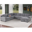 Pemberly Row Chenille Sofa Pull out Sofabed & Multifunctional Console-Gray