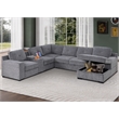Pemberly Row Chenille Sofa Pull out Sofabed & Multifunctional Console-Gray