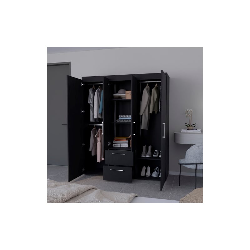 Pemberly Row Modern / Contemporary Armoire Engineered Wood Black
