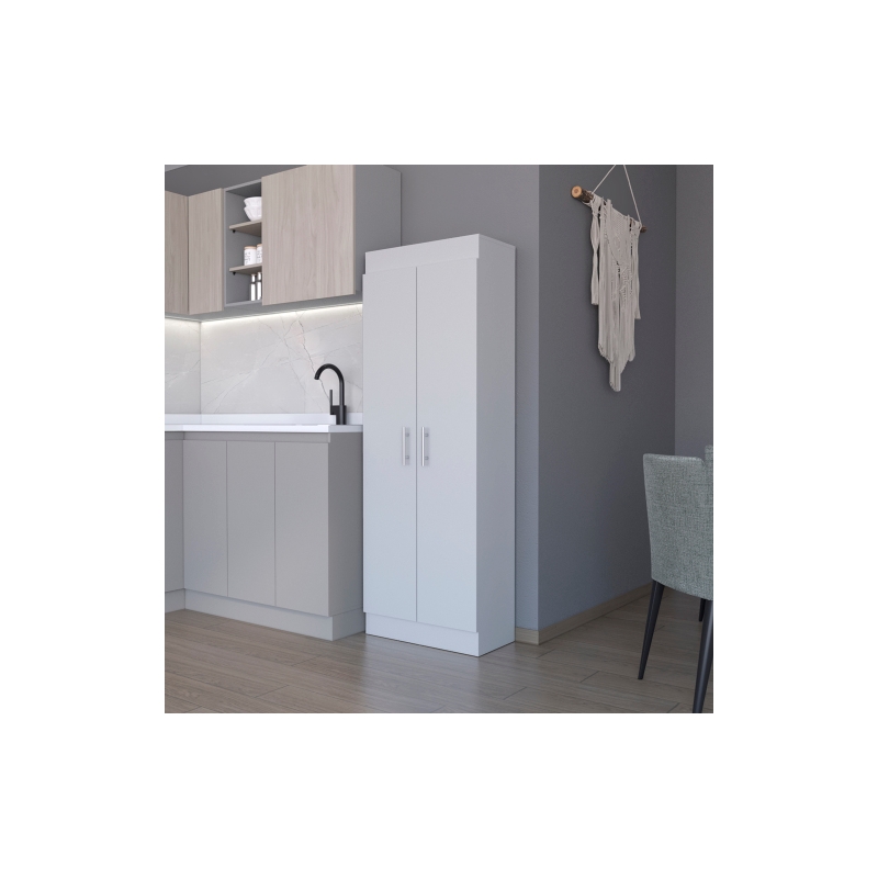 Pemberly Row Contemporary Pantry Cabinet Engineered Wood White