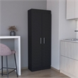 Pemberly Row Contemporary Pantry Cabinet Engineered Wood Black