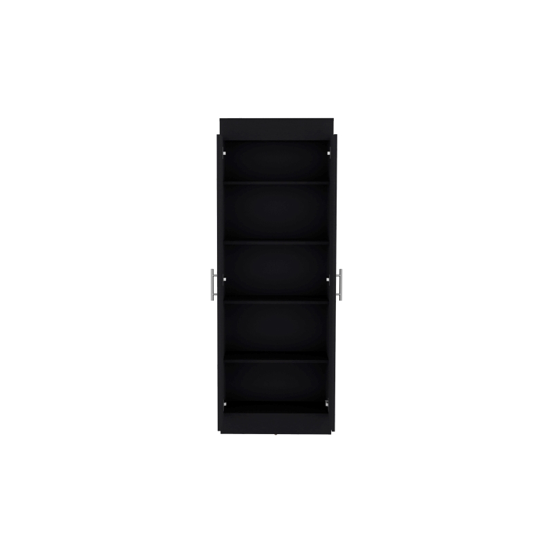 Pemberly Row Contemporary Pantry Cabinet Engineered Wood Black