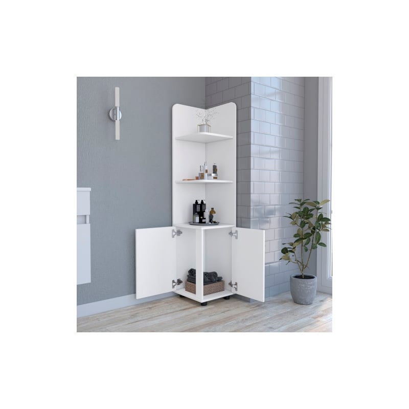 Pemberly Row Contemporary Freestanding Cabinet Engineered Wood White