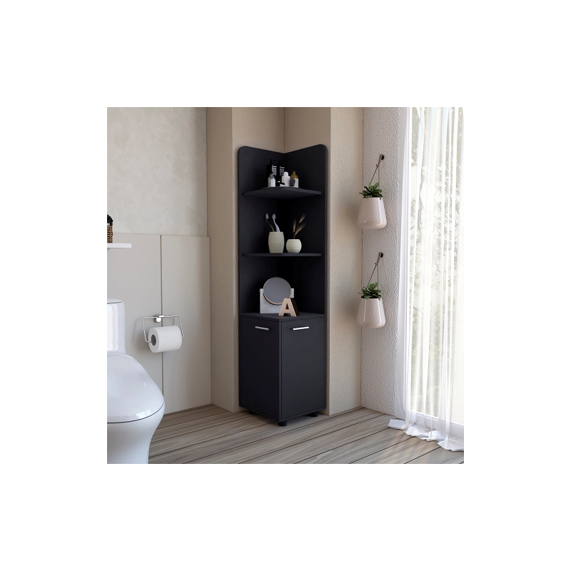 Pemberly Row Contemporary Freestanding Cabinet Engineered Wood Black