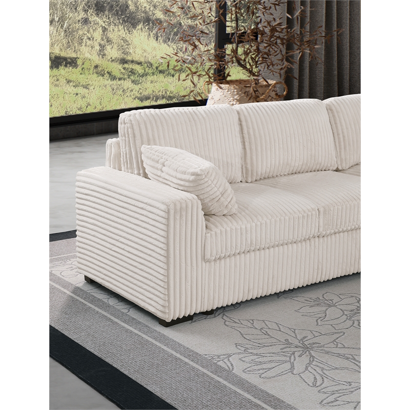 Pemberly Row Fabric U-Shape Sofa Modern Pull out Sofa bed & Storage Space-Beige