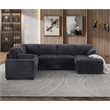 Pemberly Row Fabric U-Shape Sofa Modern Pull out Sofa bed & Storage Space-Gray