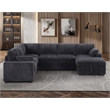 Pemberly Row Fabric U-Shape Sofa Modern Pull out Sofa bed & Storage Space-Gray