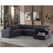 Pemberly Row Fabric U-Shape Sofa Modern Pull out Sofa bed & Storage Space-Gray