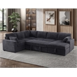 Pemberly Row Fabric U-Shape Sofa Modern Pull out Sofa bed & Storage Space-Gray
