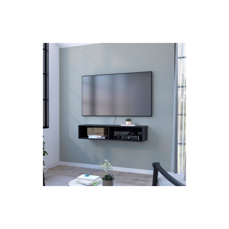 Pemberly Row Contemporary Entertainment Center Engineered Wood Black
