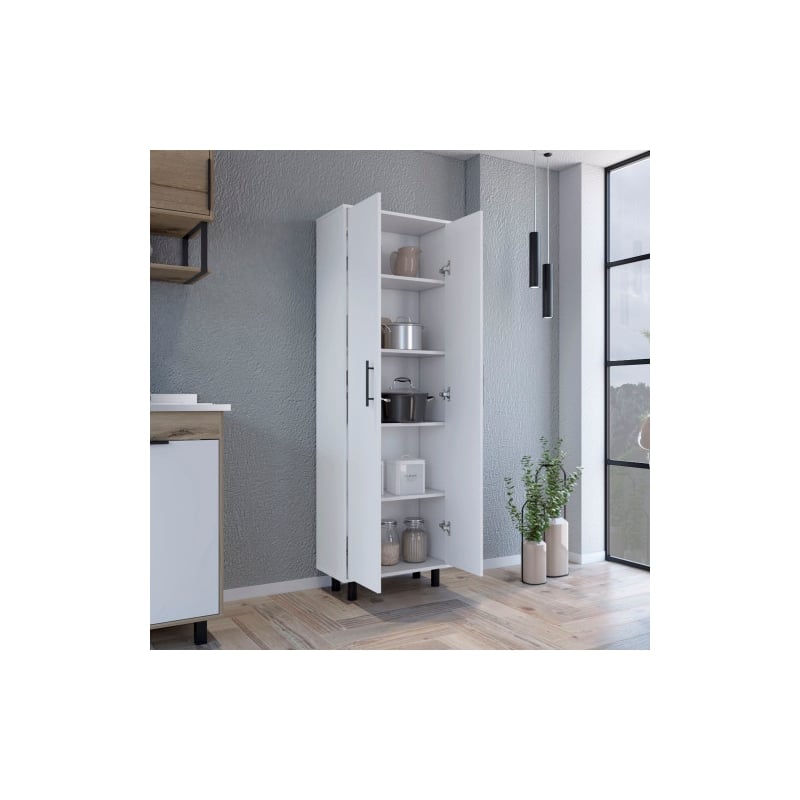 Pemberly Row Contemporary Multistorage Cabinet in Engineered Wood White