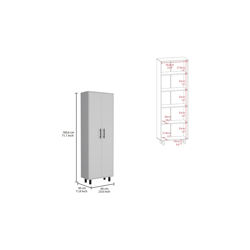 Pemberly Row Contemporary Multistorage Cabinet in Engineered Wood White