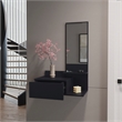 Pemberly Row Contemporary Floating Hallway Cabinet Engineered Wood Black