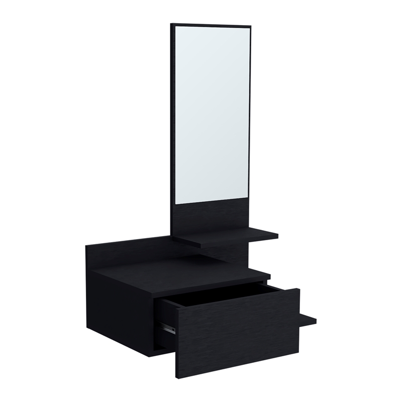 Pemberly Row Contemporary Floating Hallway Cabinet Engineered Wood Black