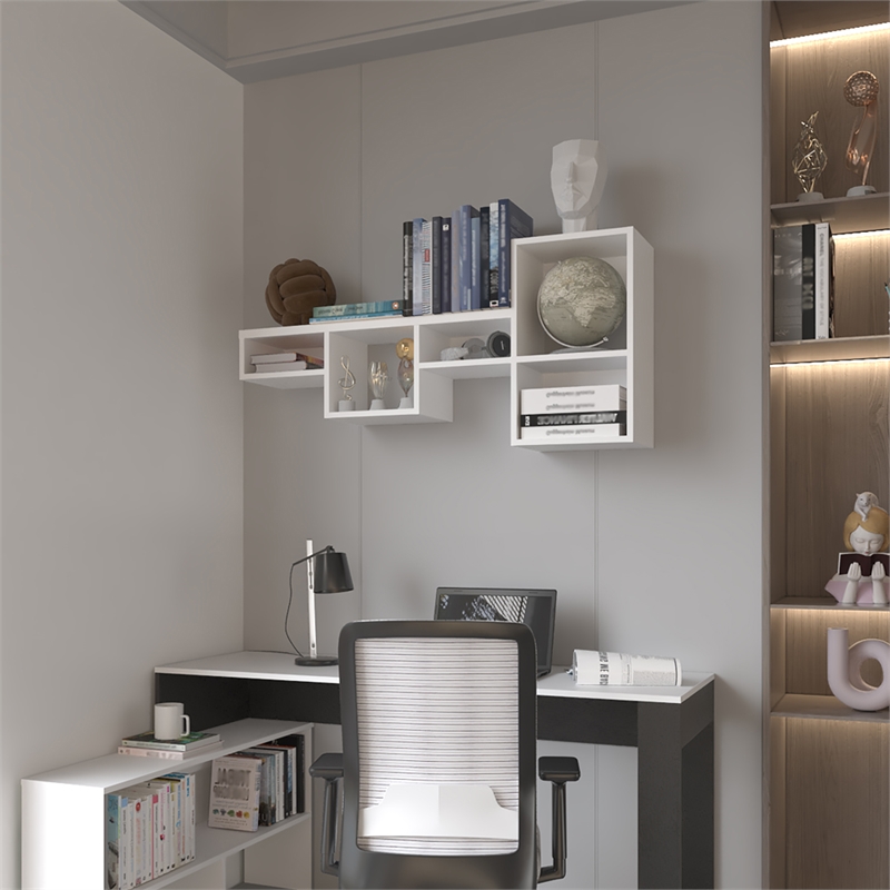 Pemberly Row Modern / Contemporary Wall Shelf Engineered Wood White