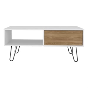 Pemberly Row Contemporary Coffee table Engineered Wood White Ligth Pine