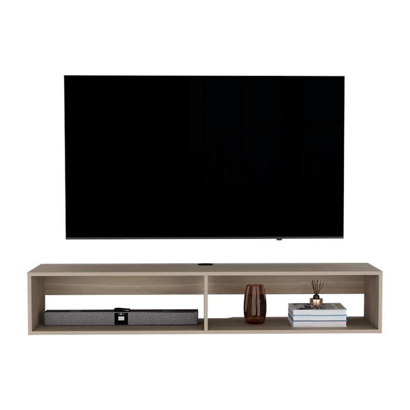 Pemberly Row Contemporary Floating TV Stand Engineered Wood Light Oak