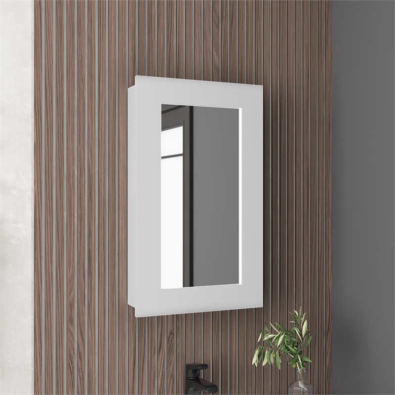 Pemberly Row Contemporary Medicine Cabinet Engineered Wood White